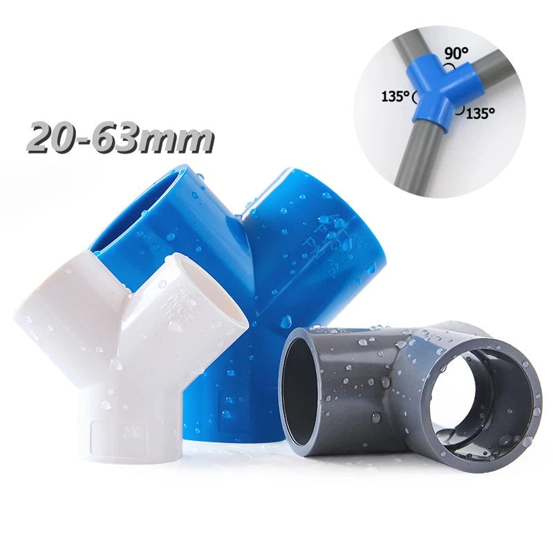 PVC Rohr Verbinder Klebefittings Bogen Winkel T-Stück Kappe Muffe I.D 20-63mm