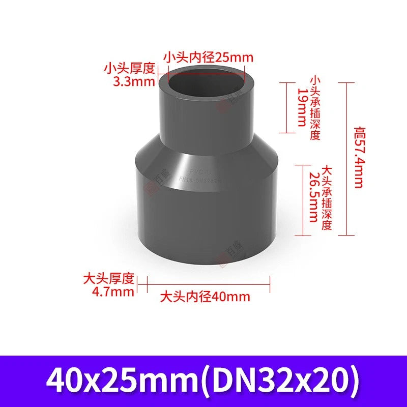 PVC Reduzierstück Muffe Rohr Fitting Klebefittings Lang Konisch I.D 20mm-140mm