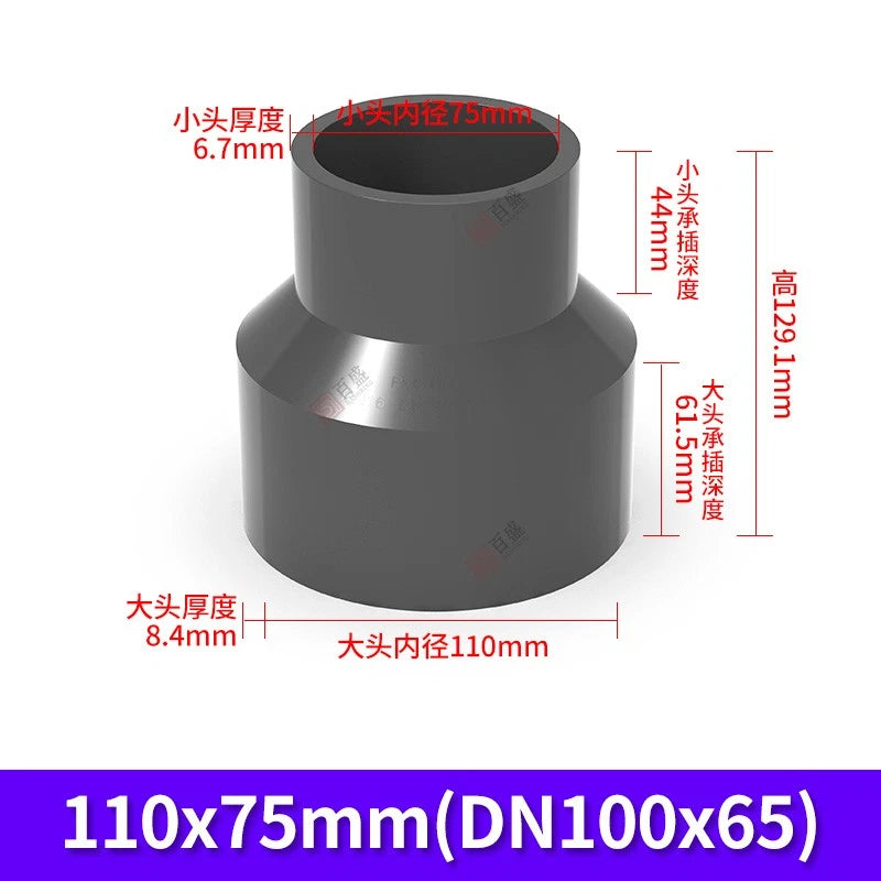 PVC Reduzierstück Muffe Rohr Fitting Klebefittings Lang Konisch I.D 20mm-140mm