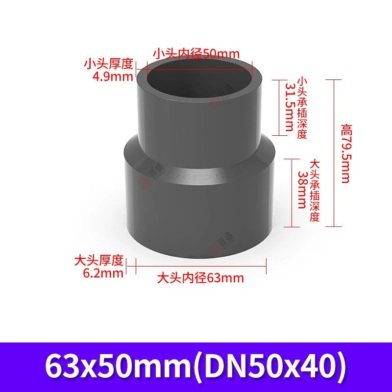PVC Reduzierstück Muffe Rohr Fitting Klebefittings Lang Konisch I.D 20mm-140mm