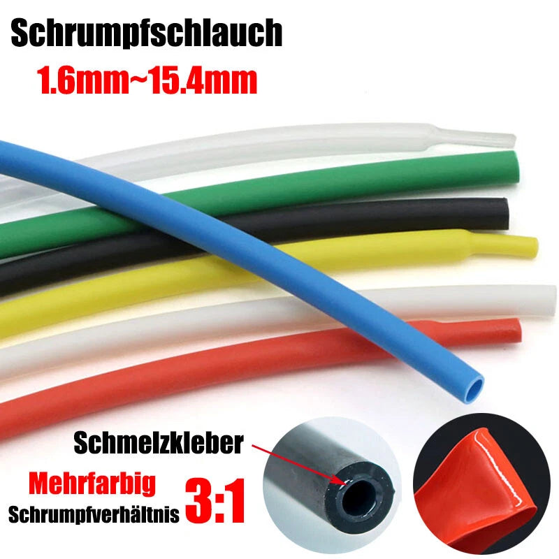 3:1 Dual Wall Adhesive Lined Heat Shrink Tubing — φ1.6mm to φ15.4mm, Multiple Colors