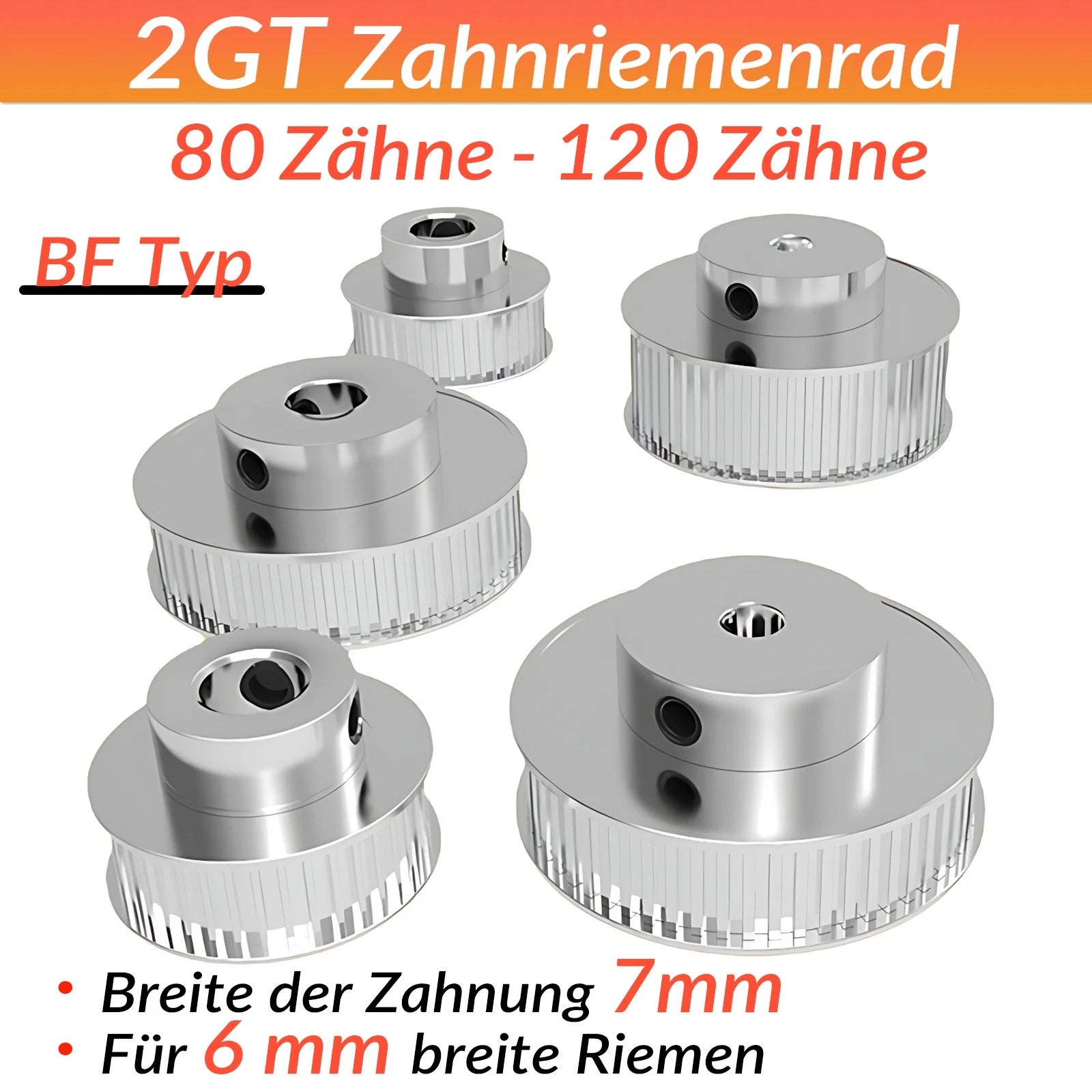 GT2 Zahnrad 2GT 80-120 Zähne Riemenscheibe Breite 7mm Pulley für CNC 3D-Drucker