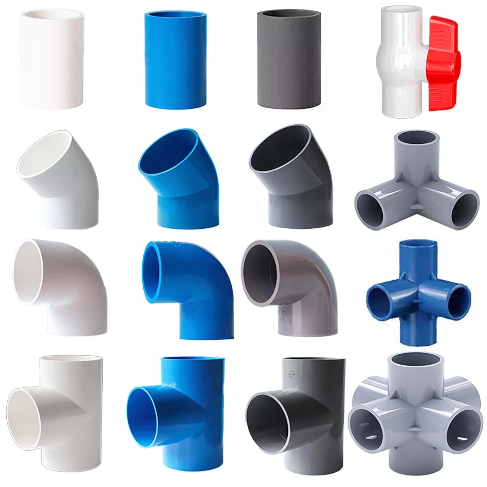 PVC Klebe Fittings Verbinder Bogen Nippel Winkel Hahn Rohr 16 mm Bis 200 mm