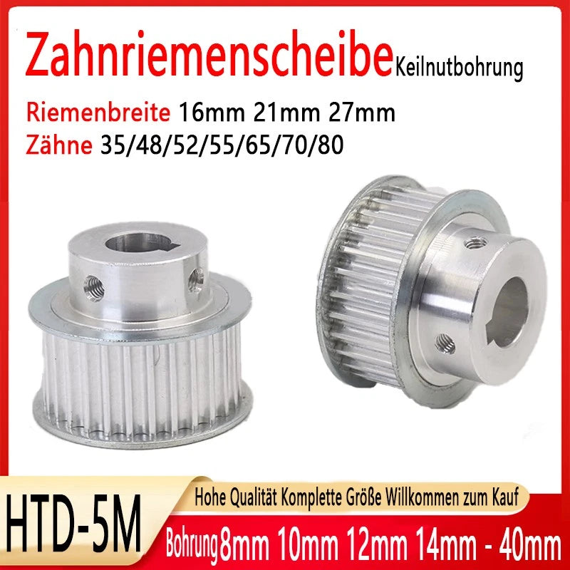 5M Riemenscheibe 35-80 Zähne Zahnrad Pulley für 15mm 20mm 25mm Breite Zahnriemen