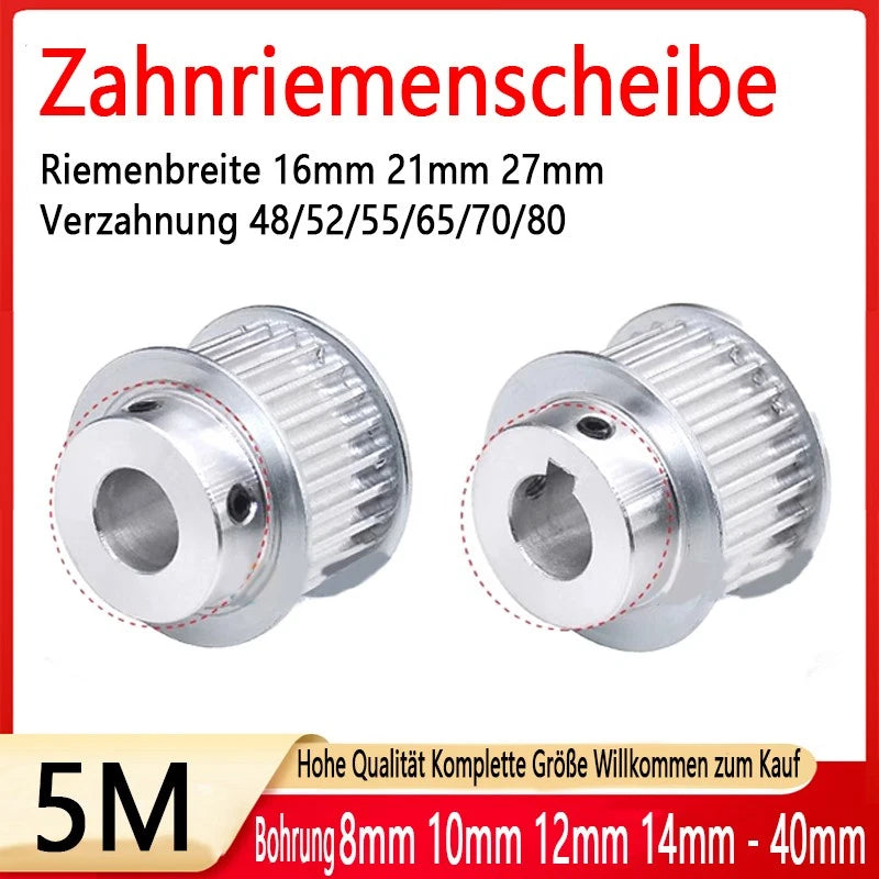 5M Zahnrad Pulley Riemenscheibe 48-80T Zahnriemenrad für 15/20/25mm Zahnriemen