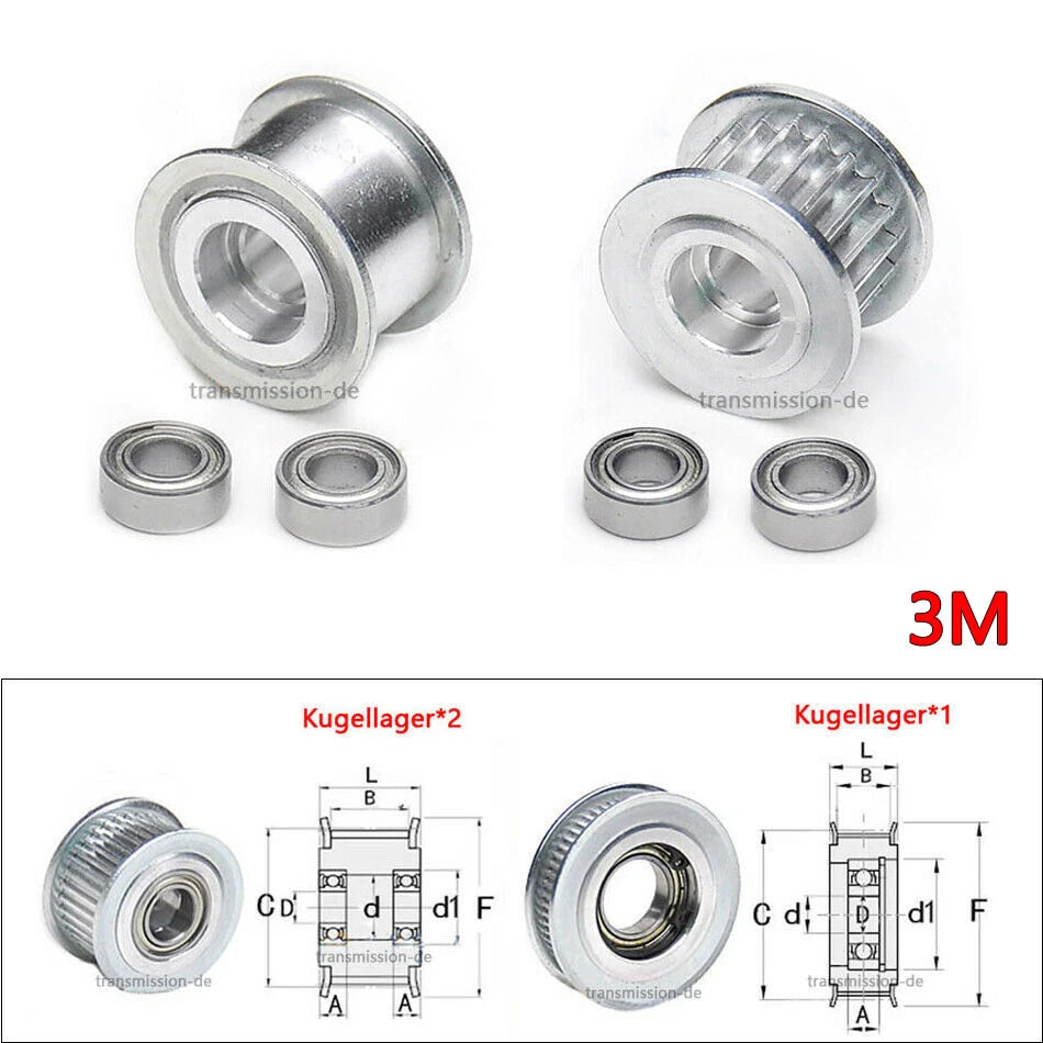 3M Führungsrolle ohne Zähne 5-60z Riemenscheibe Pulley für 3D Drucker CNC RepRap