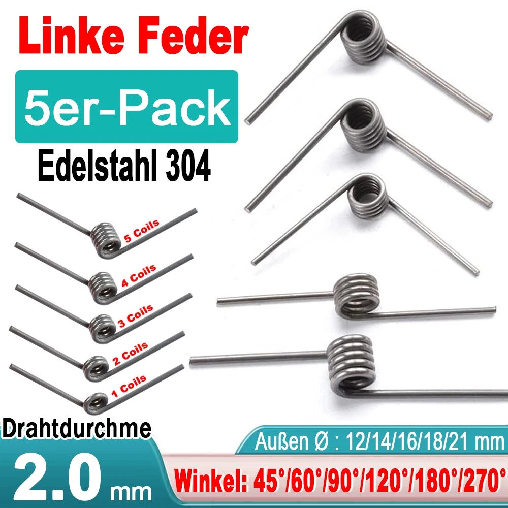 Schenkelfeder Ø2mm Torsionsfeder Edelstahl Drehfeder Spannfeder für Modell DIY