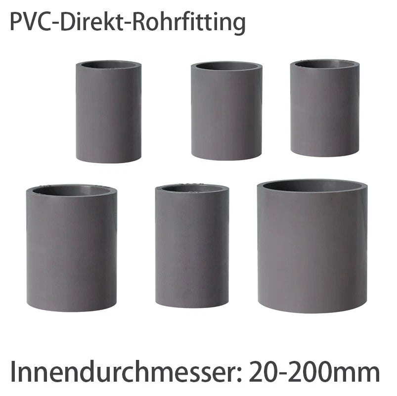 Grau PVC Muffe Rohr Gerade Fitting Klebefittings Rohrverbinder Montage Ø20-200mm