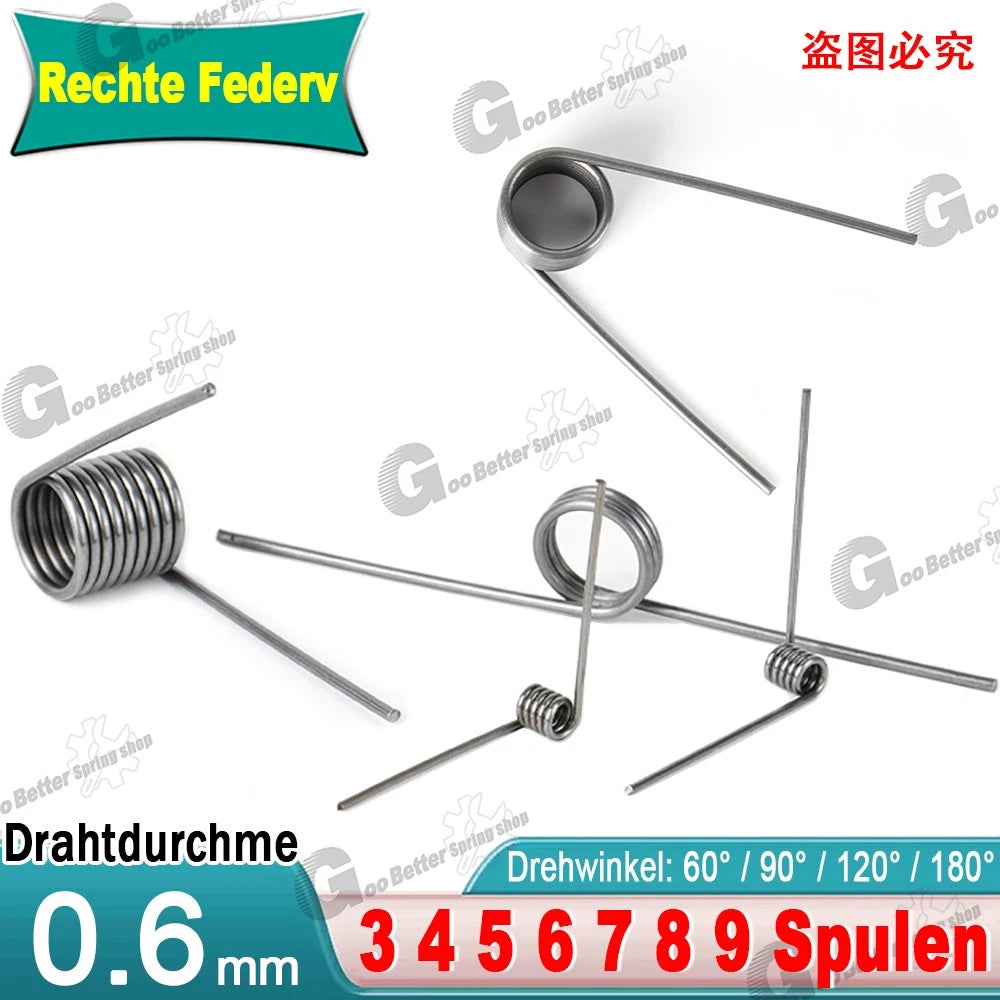 Schenkelfeder-Torsionsfeder-D 0,6mm Øa 4mm-7mm L 30mm Rechte Dreh Federv