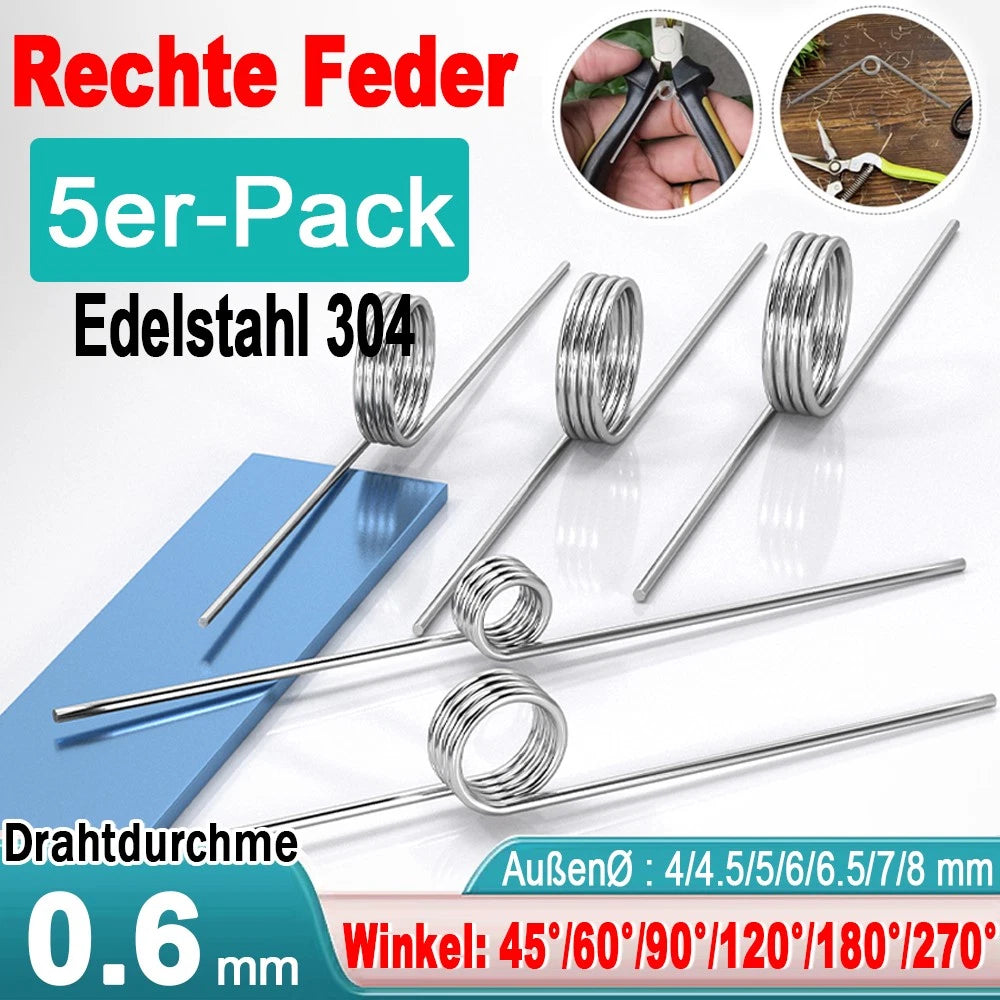 Schenkelfeder d 0,6mm Øa 4-8mm Ls 30mm *304 Edelstahl Torsions Dreh Feder