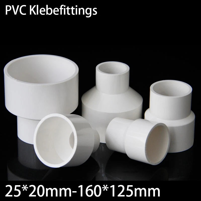 PVC Weiß Reduzierstück Muffe Rohr Fitting Klebefittings Ø25*20mm~Ø160*125mm