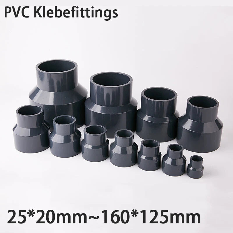 Grau PVC Reduzierstück Muffe Rohr Fitting Klebefittings Ø25*20mm-160*125mm