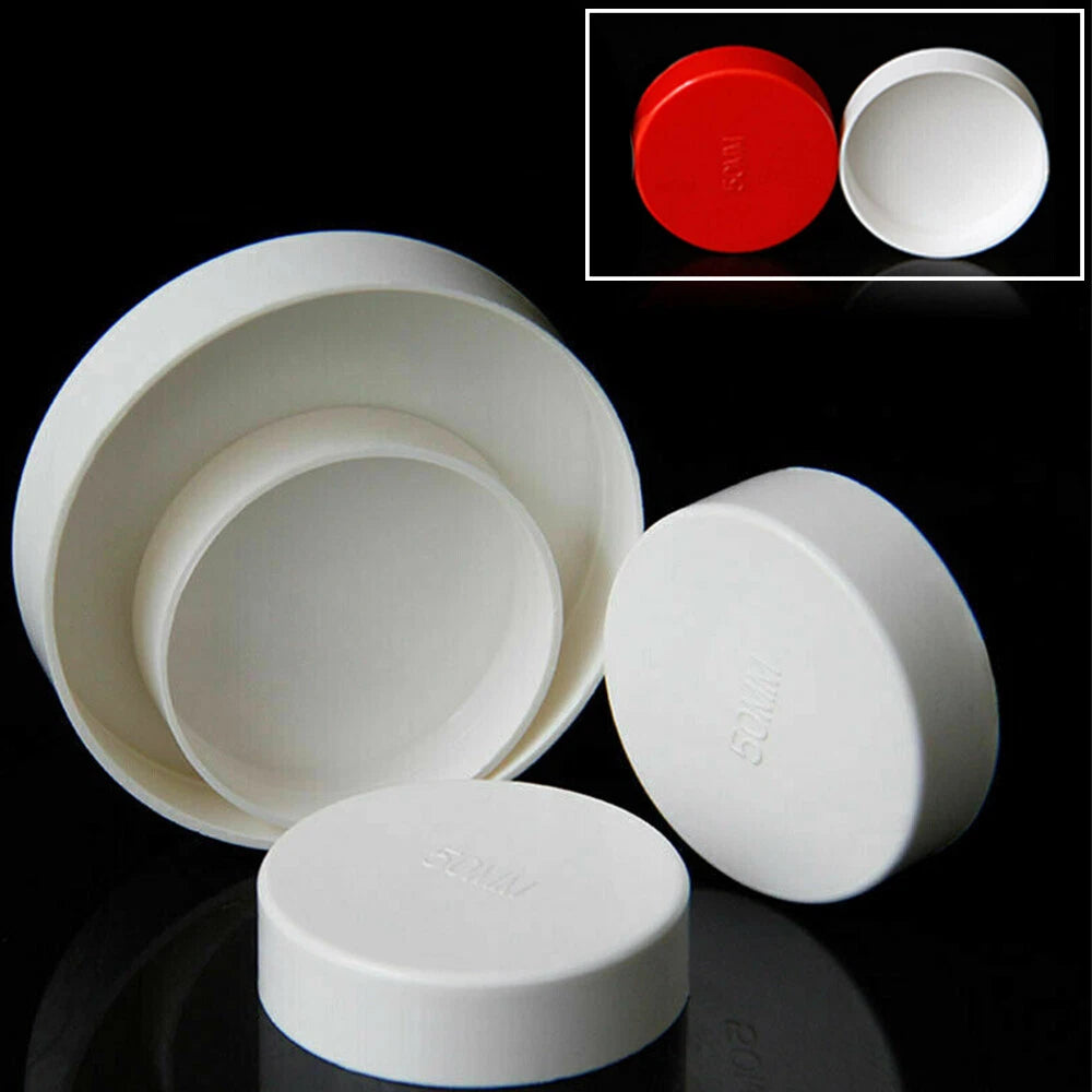50 75 110 160 200mm PVC Rohr-Fittings Endkappe Deckel Abflussrohr Kappe Rot Weiß
