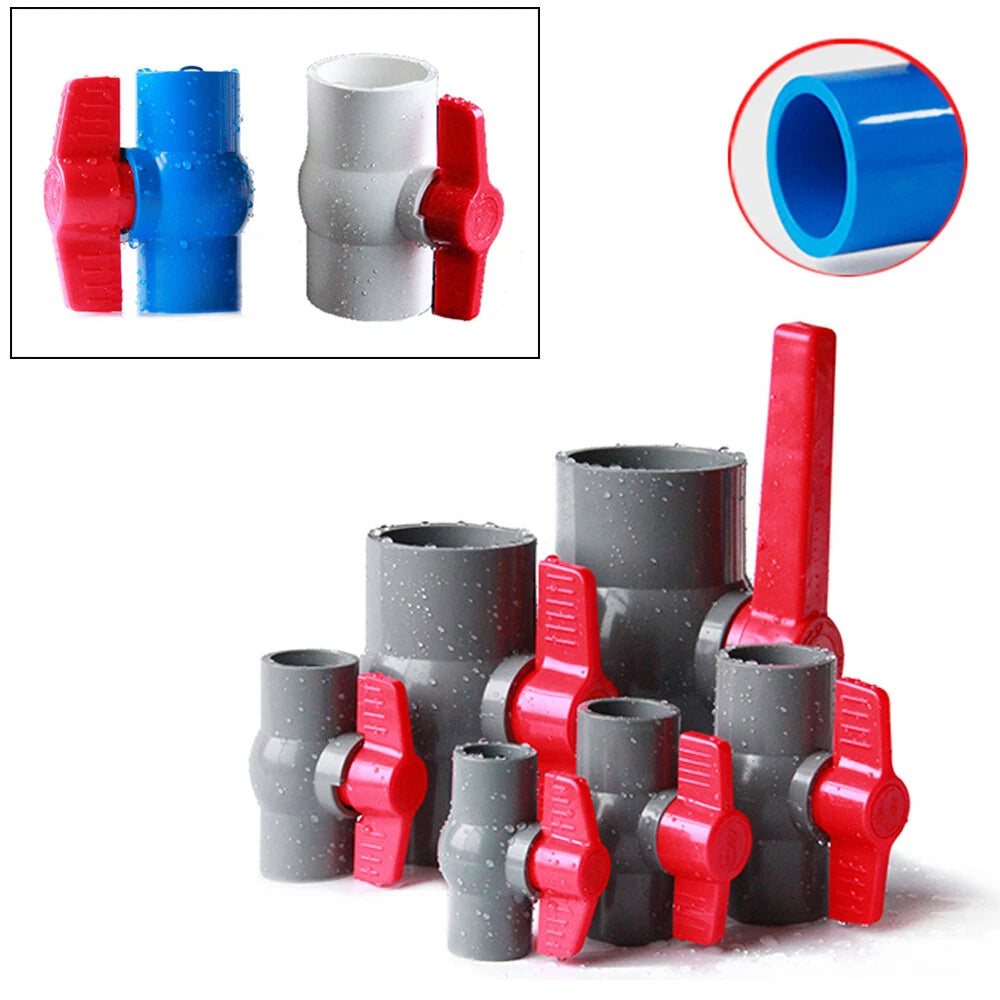 PVC Plastik Rohr-Fittings Kugelhahn Muffe Klebefitting Absperrhahn 20 bis 110mm