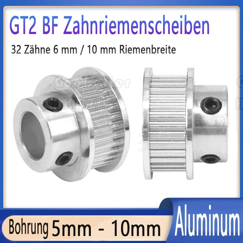 6mm GT2 Zahnrad Pulley Ritzel Scheibe Riemenscheibe GT-2 32 Zähne 5–10mm Bohrung