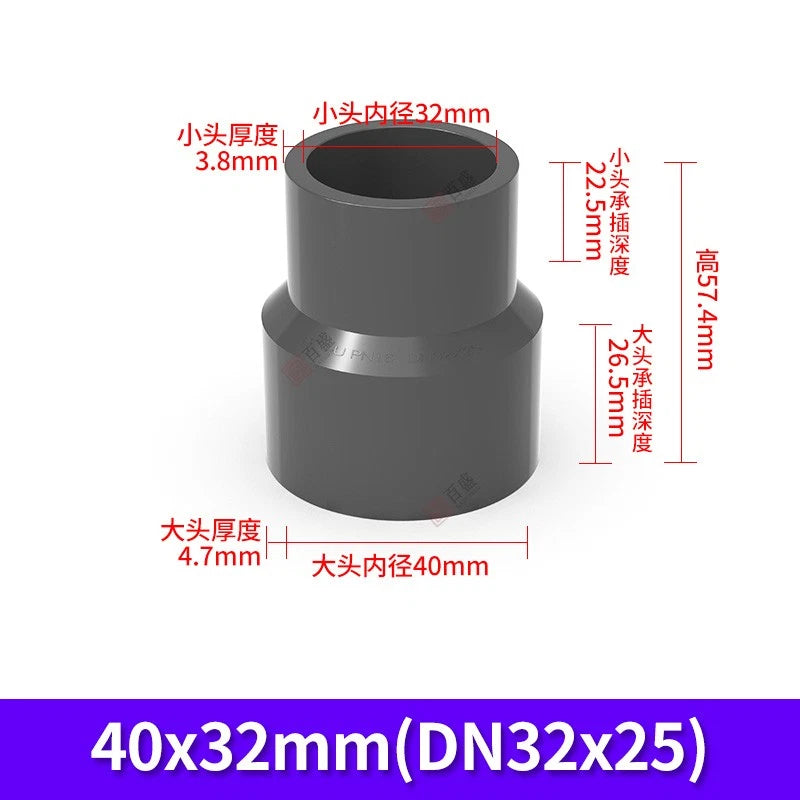 PVC Reduzierstück Muffe Rohr Fitting Klebefittings Lang Konisch I.D 20mm-140mm