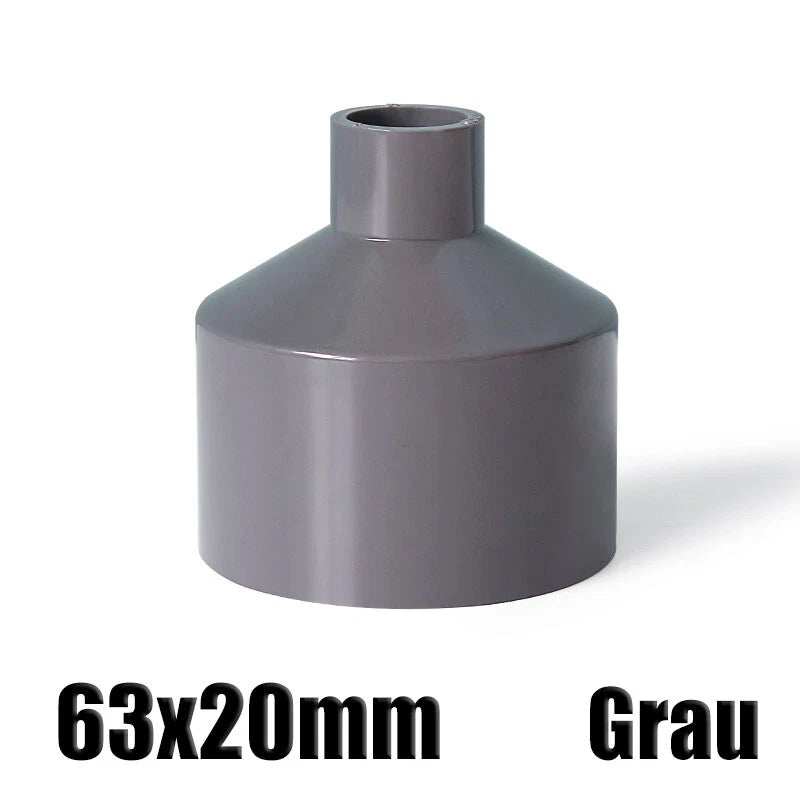 Ø20mm-200mm PVC Reduzierstück Muffe Rohr Fitting Klebefittings Lang Konisch Grau