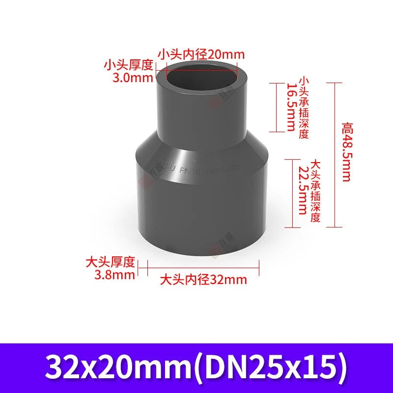 PVC Reduzierstück Muffe Rohr Fitting Klebefittings Lang Konisch I.D 20mm-140mm