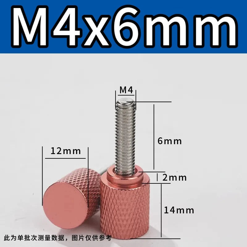 M4 Knurled Thumb Screws,Aluminium Alloy Head & Stainless Steel Stud,6-100mm Bolt