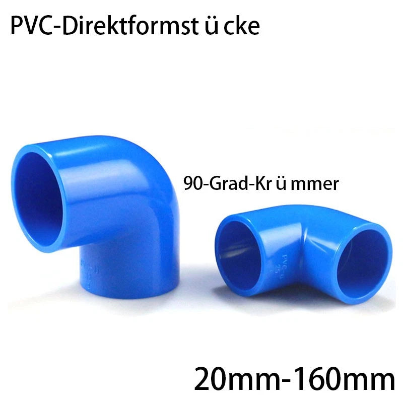 90° PVC Blau Winkel Klebe Fittings Rohr Muffe Rohrverbinder Innerer Dur:20~160mm
