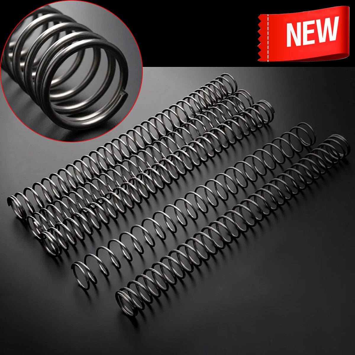 400mm Druckfeden Federstahl Rückstellfedern Compression Spring -Schwarz ALL SIZE