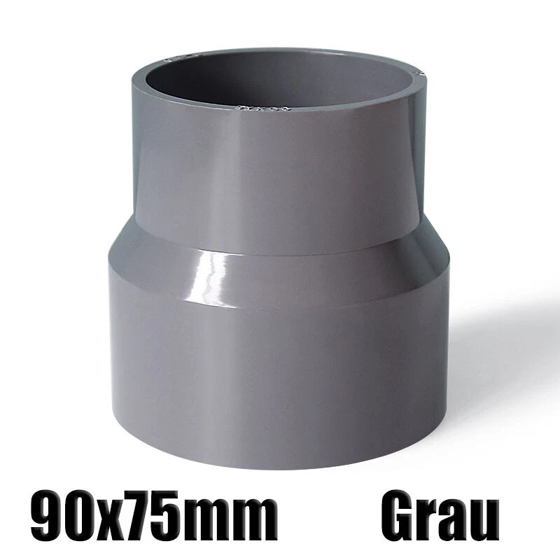 Ø20mm-200mm PVC Reduzierstück Muffe Rohr Fitting Klebefittings Lang Konisch Grau