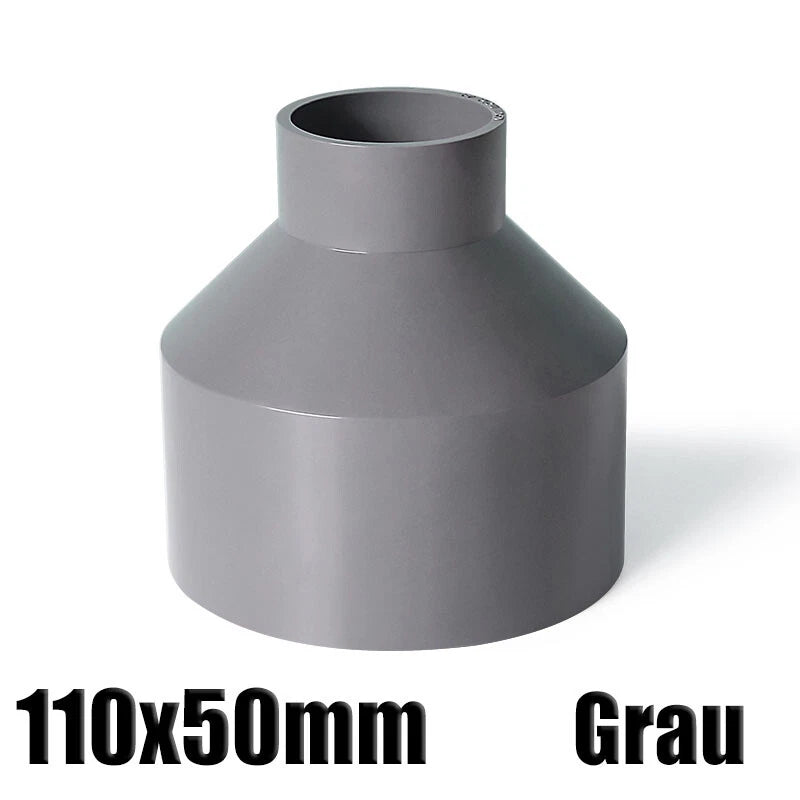 Ø20mm-200mm PVC Reduzierstück Muffe Rohr Fitting Klebefittings Lang Konisch Grau