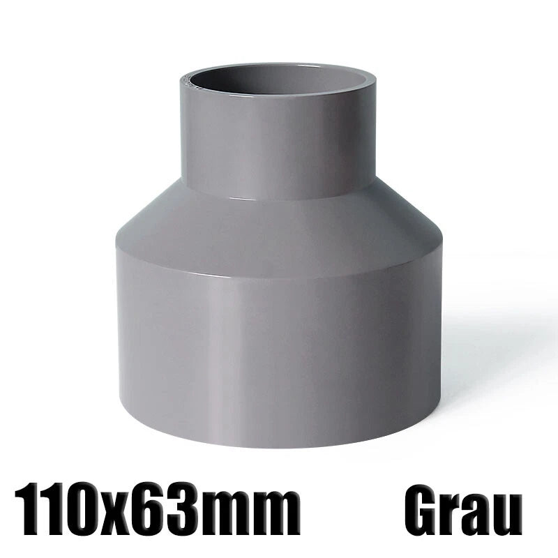 Ø20mm-200mm PVC Reduzierstück Muffe Rohr Fitting Klebefittings Lang Konisch Grau