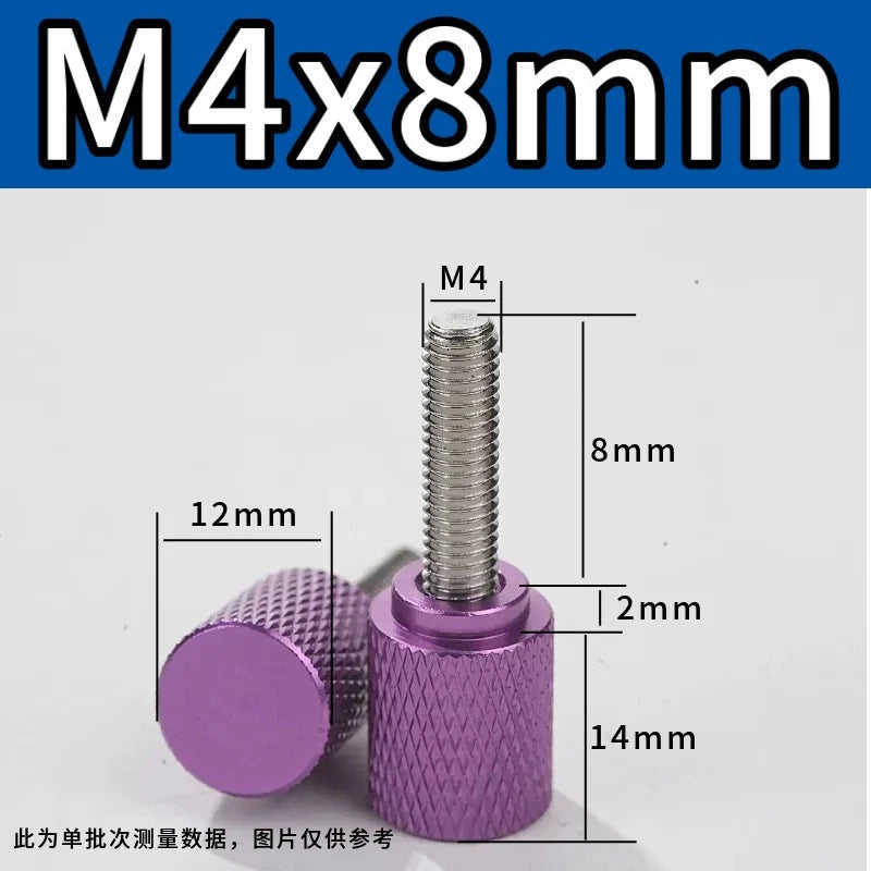 M4 Knurled Thumb Screws,Aluminium Alloy Head & Stainless Steel Stud,6-100mm Bolt