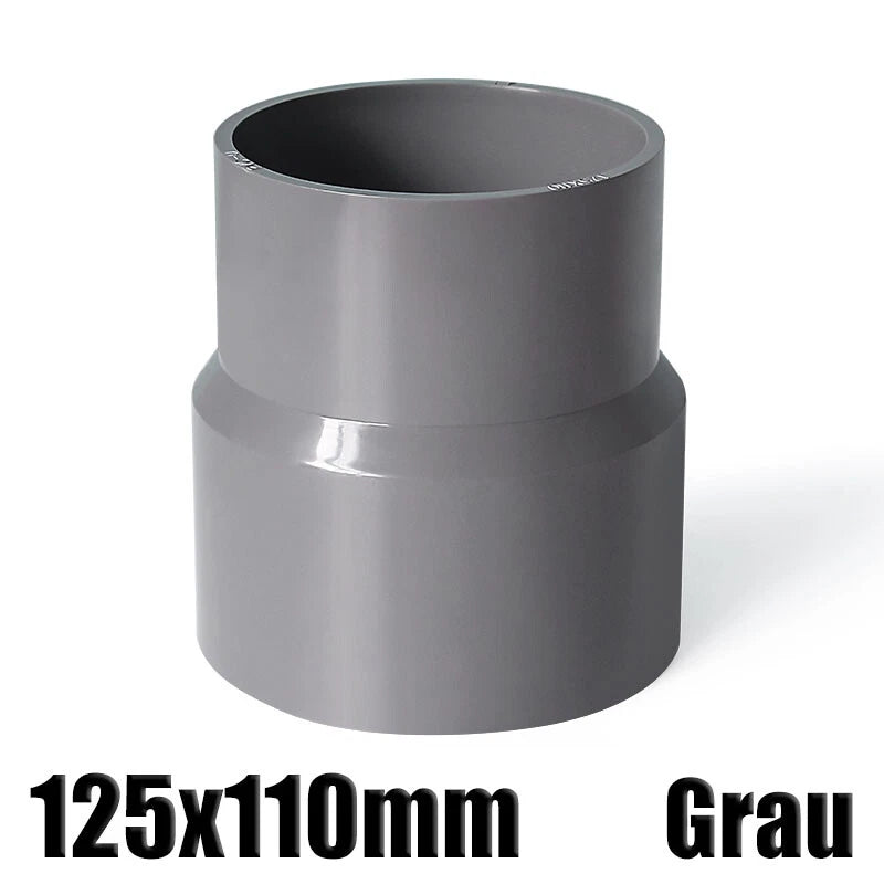 Ø20mm-200mm PVC Reduzierstück Muffe Rohr Fitting Klebefittings Lang Konisch Grau