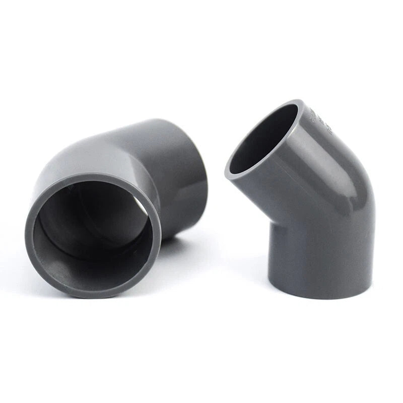 PVC 45° Ellbogen Winkel Klebe Fittings Rohr Grau Muffe Rohrverbinder 20mm~200mm