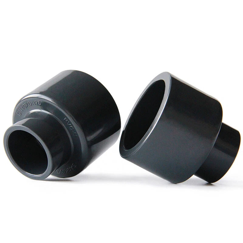 Ø20mm~63mm PVC Reduzierstück Rohr Fitting Klebefittings Lang Konisch Dunkelgrau