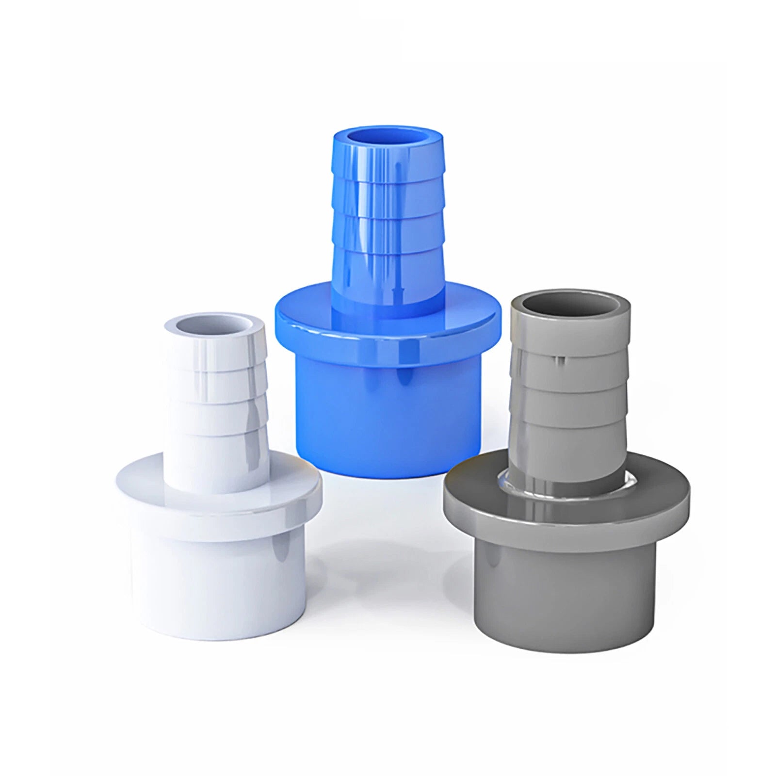 PVC Klebe-Fittings Pool Schlauchtülle Klebestutze Rohr Fittings Grau Weiß Blau