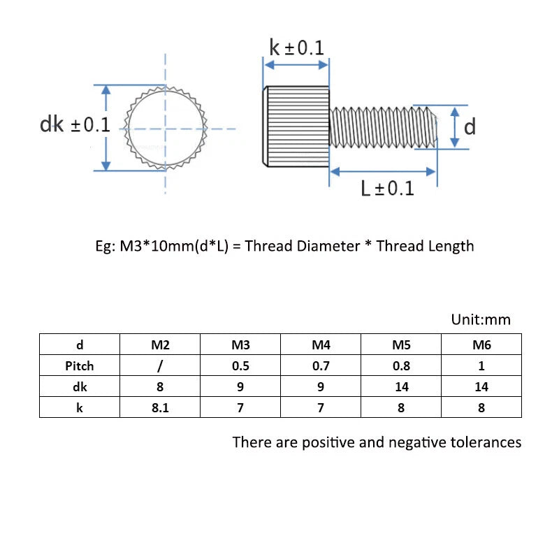 M2–M6 Stainless Steel Knurled Thumb Screws — Cylinder Head Hand Grip Knob Bolts