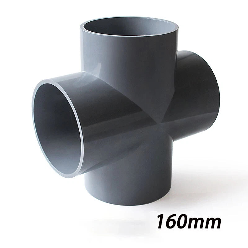 PVC Klebe Fittings Verbinder Kreuz Nippel Verschraubung Hahn Rohr 20mm-200mm