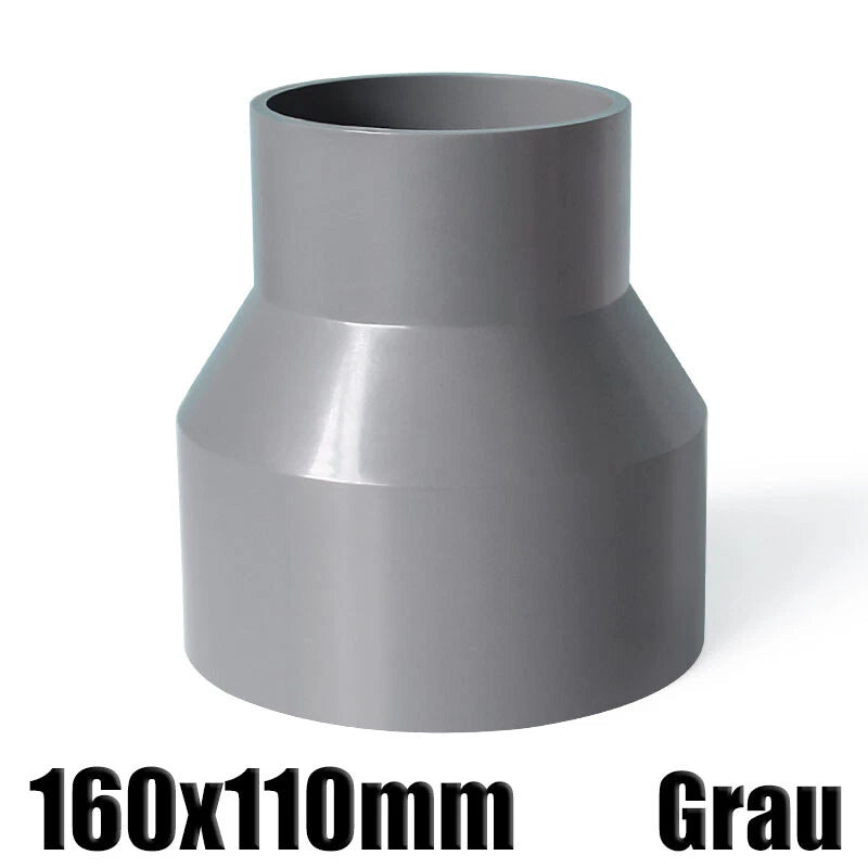 Ø20mm-200mm PVC Reduzierstück Muffe Rohr Fitting Klebefittings Lang Konisch Grau