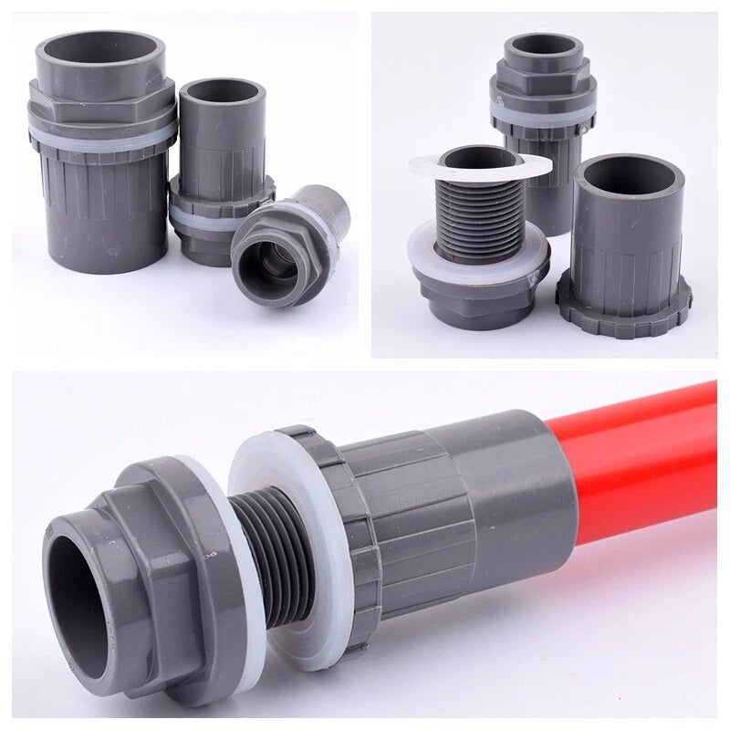 PVC Klebefitting Aquarium Wasser Rohr Fitting 20mm 25mm~50mm Grau Rohrfittings