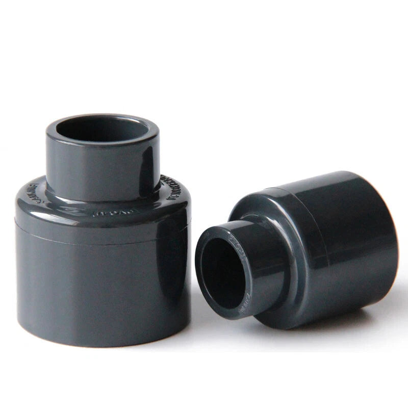 Ø20mm~63mm PVC Reduzierstück Rohr Fitting Klebefittings Lang Konisch Dunkelgrau