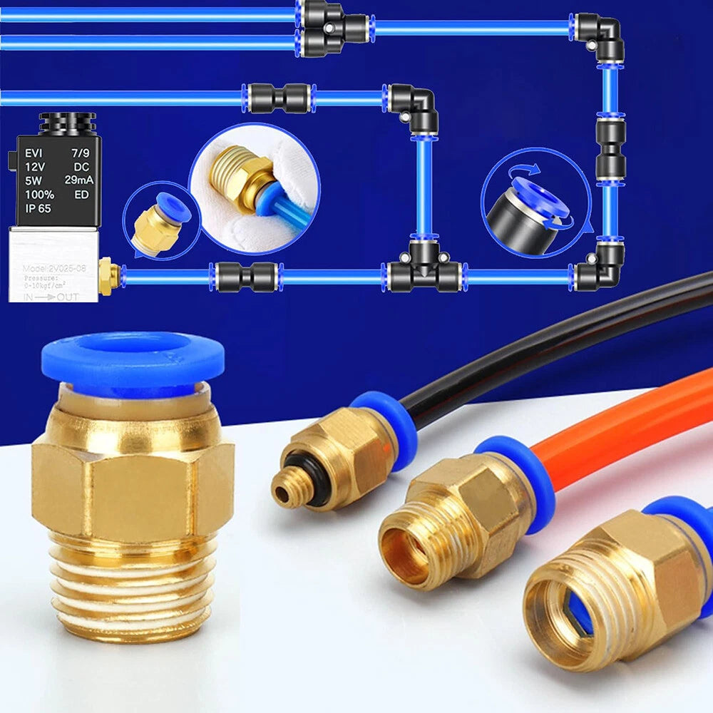 Push-to-Connect Pneumatic Fittings — Air & Water Tube Quick Release Connectors