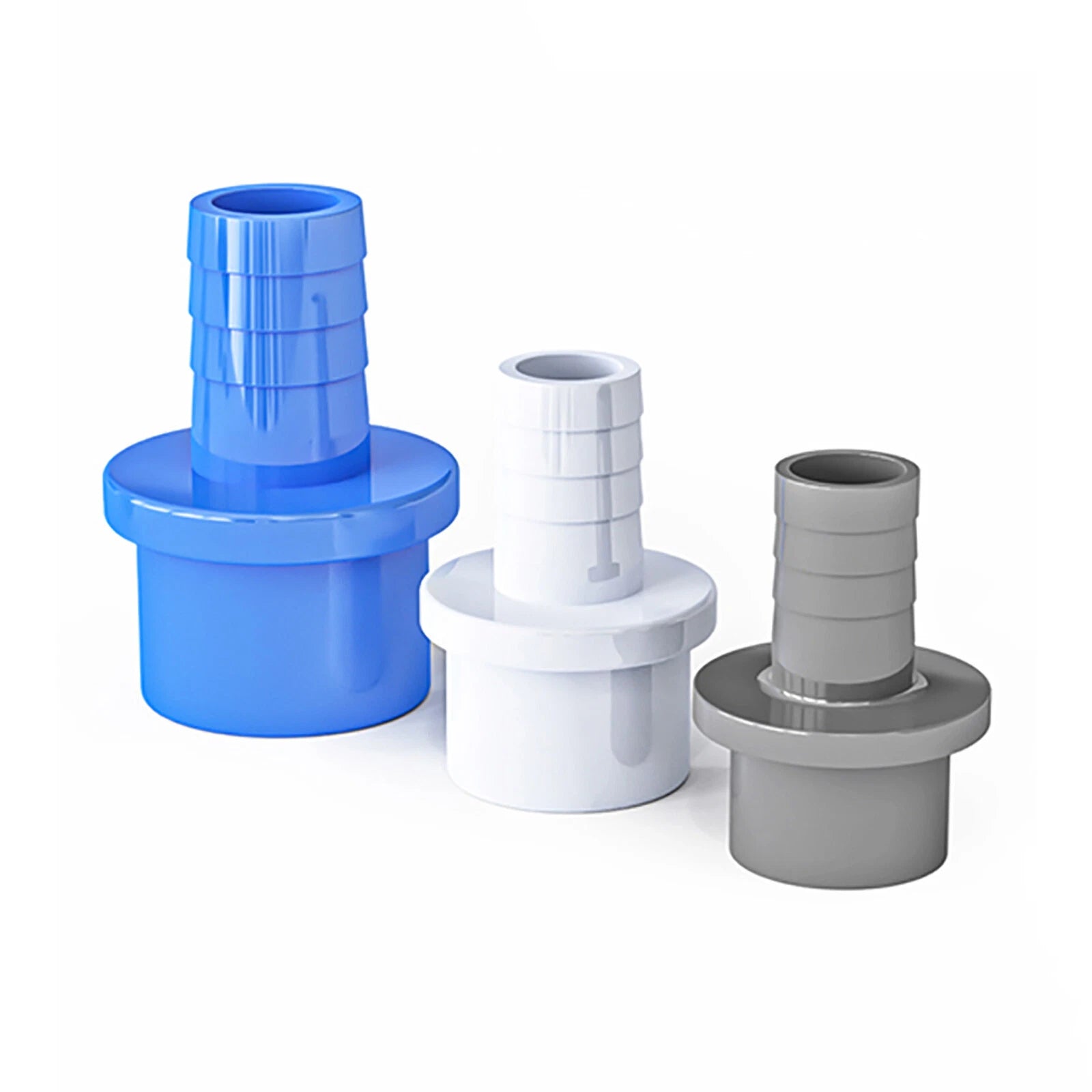 PVC Klebe-Fittings Pool Schlauchtülle Klebestutze Rohr Fittings Grau Weiß Blau