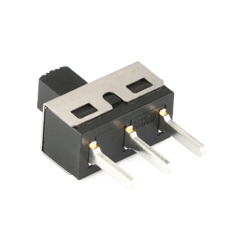 Toggle Switch SS12D06 SS12D10 SPDT 3-Pin Slide Switch with Straight or Bent Feet — 4.7mm Spacing, 5mm Handle