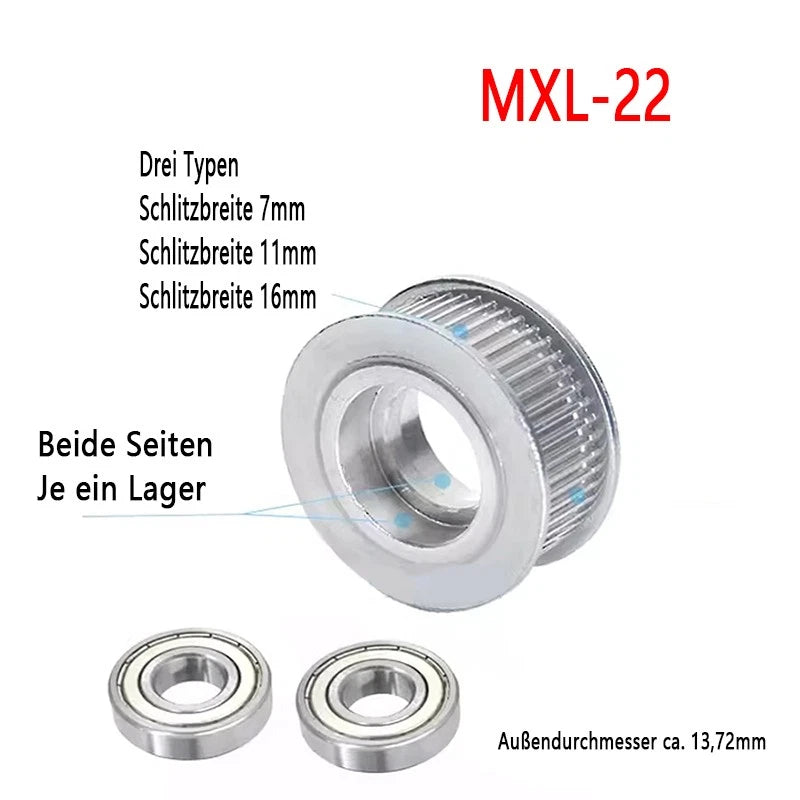 MXL Zahnrad Antrieb Riemenscheibe Zahnriemenrad CNC 3D Drucker Kugellager Pulley