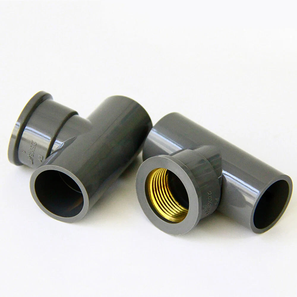 PVC T-Stück 90° Gewinde Fittings PVC-U Reduzierung Verschraubung 20,25,32mm Grau