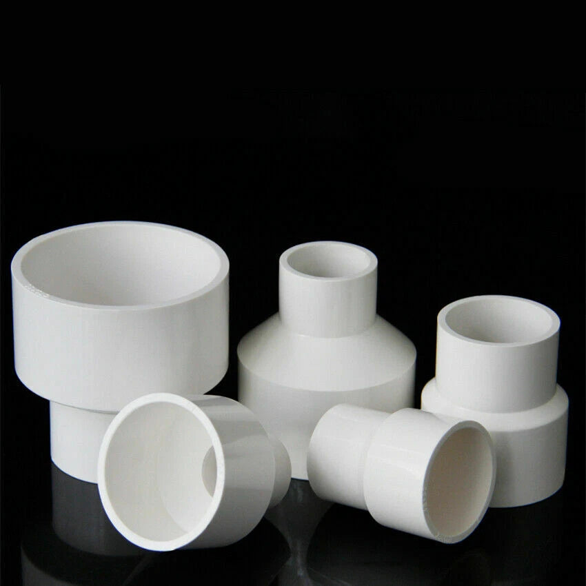 Ø 20mm - 200mm PVC Reduzierstück Muffe Rohr Fitting Klebefittings Weiß Grau Blau