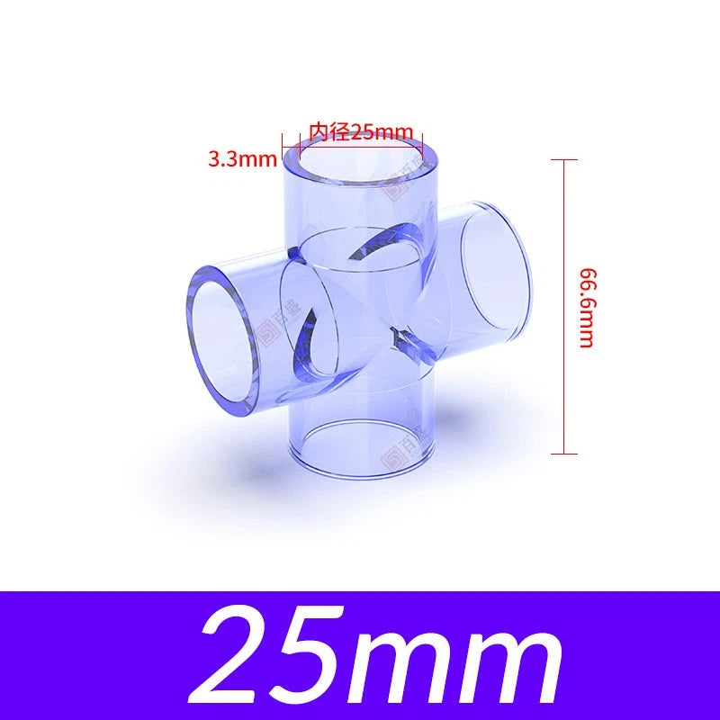 20mm-63mm PVC Klebe Fittings Rohr Muffe Kreuz 4 Wege Verbinder Kupplung Wasser