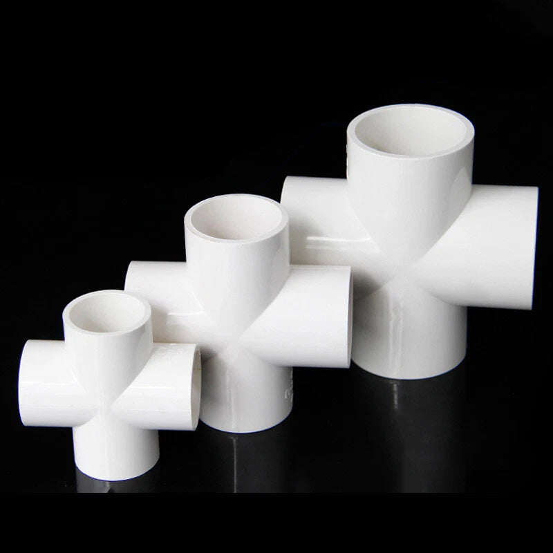 Weiß PVC Klebefittings Rohr Verbinder T-Stück Bogen Winkel Muffe Kreuz 20-160mm