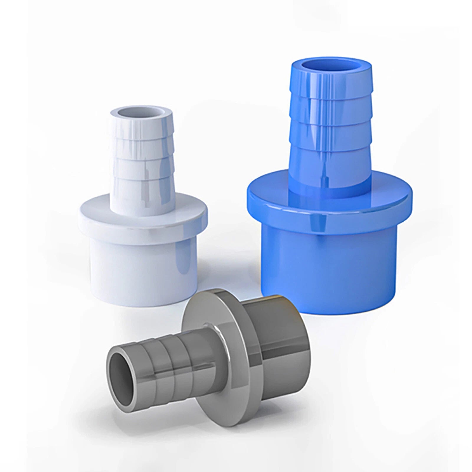 PVC Klebe-Fittings Pool Schlauchtülle Klebestutze Rohr Fittings Grau Weiß Blau