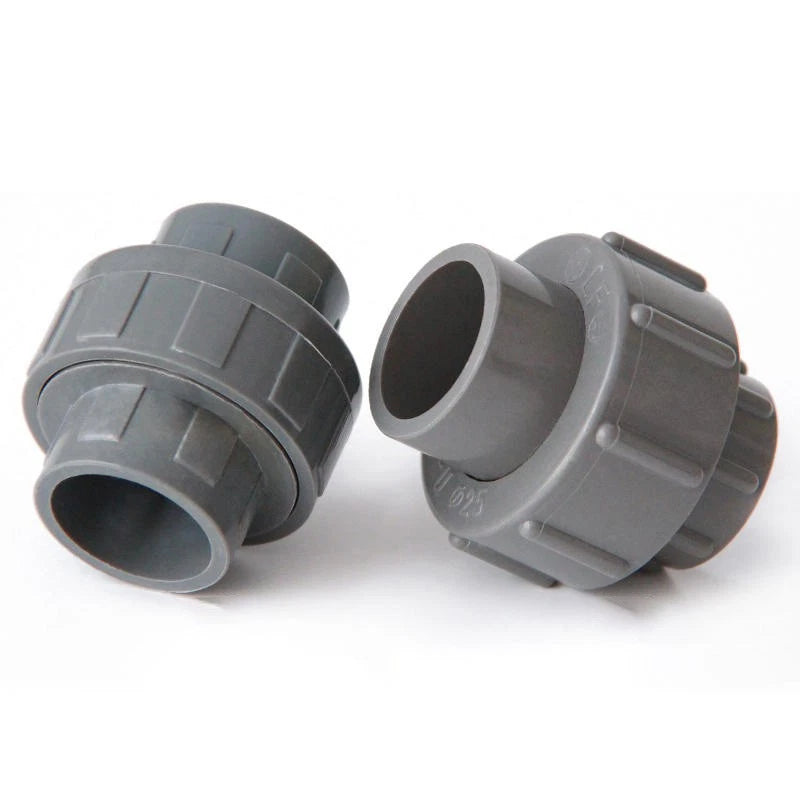 PVC Klebe Fittings Verschraubung Verbinder Muffe PN 10 Bar Innen-Ø 20-110mm Grau