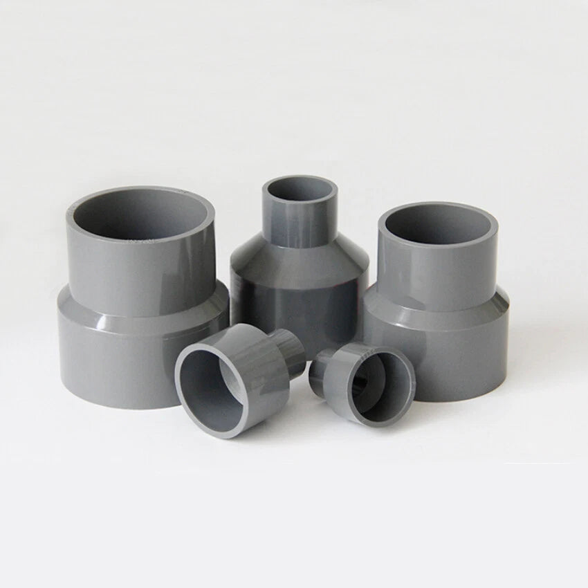 Ø 20mm - 200mm PVC Reduzierstück Muffe Rohr Fitting Klebefittings Weiß Grau Blau