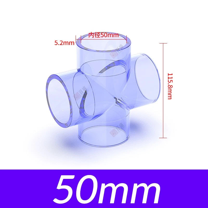 20mm-63mm PVC Klebe Fittings Rohr Muffe Kreuz 4 Wege Verbinder Kupplung Wasser